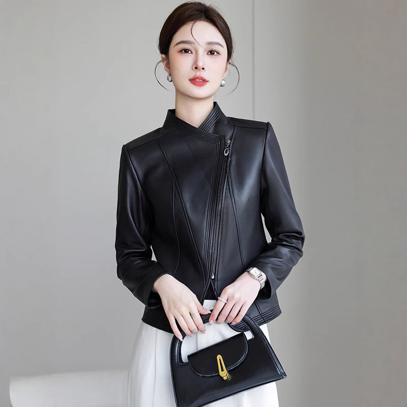 2026秋季新款真皮皮衣女短款立领修身海宁机车绵羊皮夹克外套女款