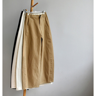 白色巨好看的高腰弯刀裤女款2025年春秋季新款阔腿牛仔休闲女裤子