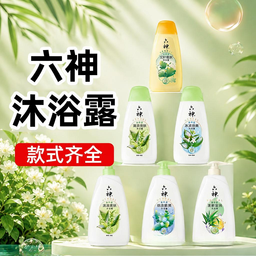 六神沐浴露上海家化200ml清凉爽肤冰凉劲爽绿茶香型正品图片