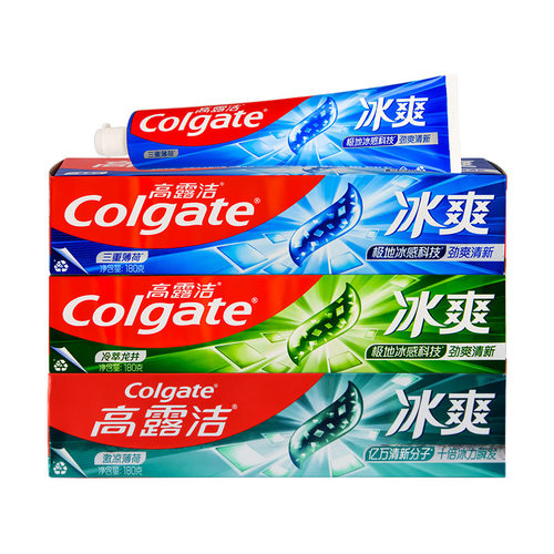 120g高露洁牙膏冰爽三重薄荷龙井清香口气清新含氟清洁大支装180g