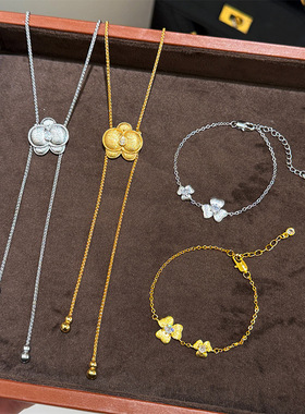 青岛黛美舒饰品小红书同款法式复古精致百搭拉丝兰花项链轻奢