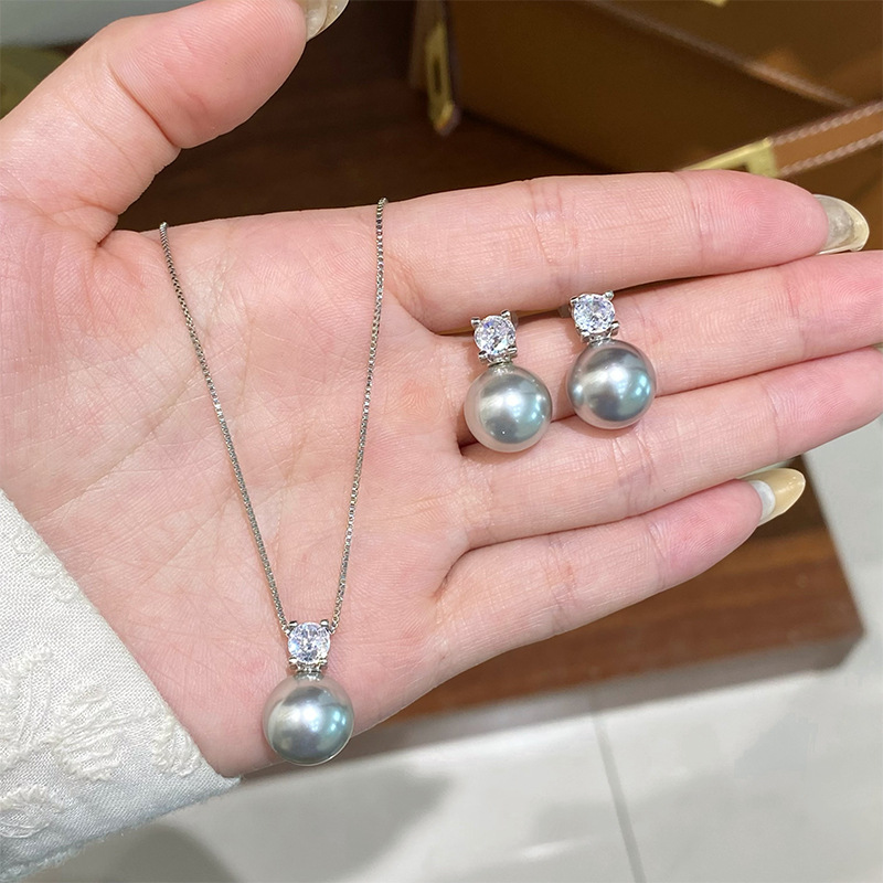 青岛黛美舒饰品约百搭方形锆石施家珍珠项链轻奢高级感气质锁骨链