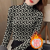 中老年显瘦长袖 时尚 女装 保暖半高领时尚 上衣气质打底t恤 德绒新款