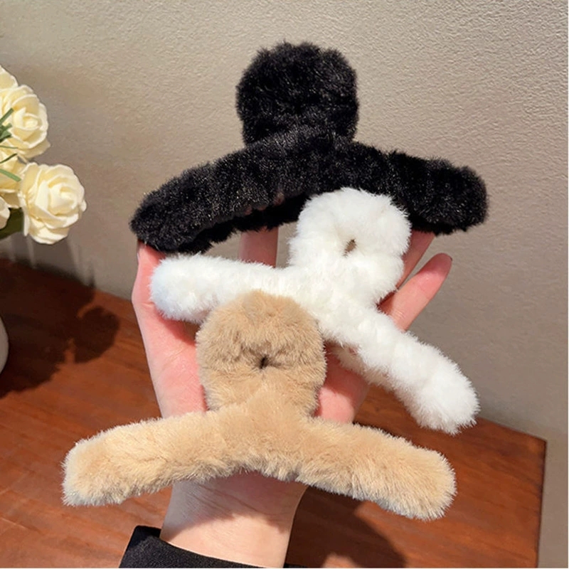 秋冬毛绒发夹超大号鲨鱼夹