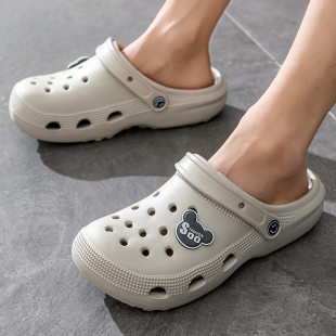 男士 户外夏天沙滩运动凉鞋 夏季 男款 外穿踩屎感防滑包头拖鞋 洞洞鞋