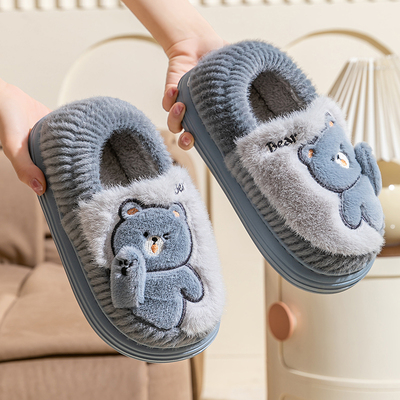 冬季儿童包跟棉拖鞋中大男童家居家卡通室内学生寝室防滑保暖棉鞋