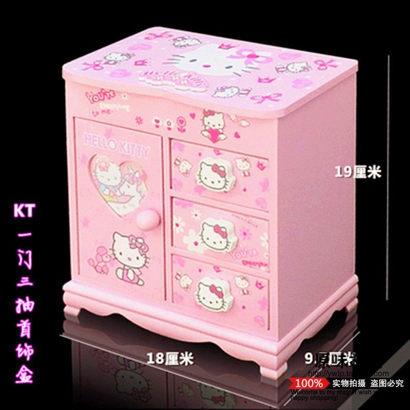 欧式公主音乐木质首饰盒 卡通KT猫木质饰品盒 儿童节日礼物送女孩