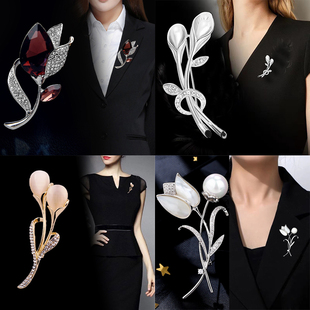 郁金香花朵胸针女文艺气质胸花西装 韩版 别针小众设计感衣服配饰品