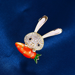 欧美新款潮可爱小兔子胸针女日系卡通别针领口防走光开衫别扣胸花