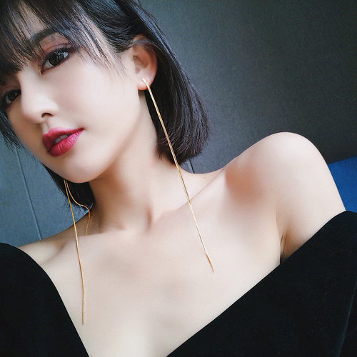 长款流苏耳环金属链条银针耳钉