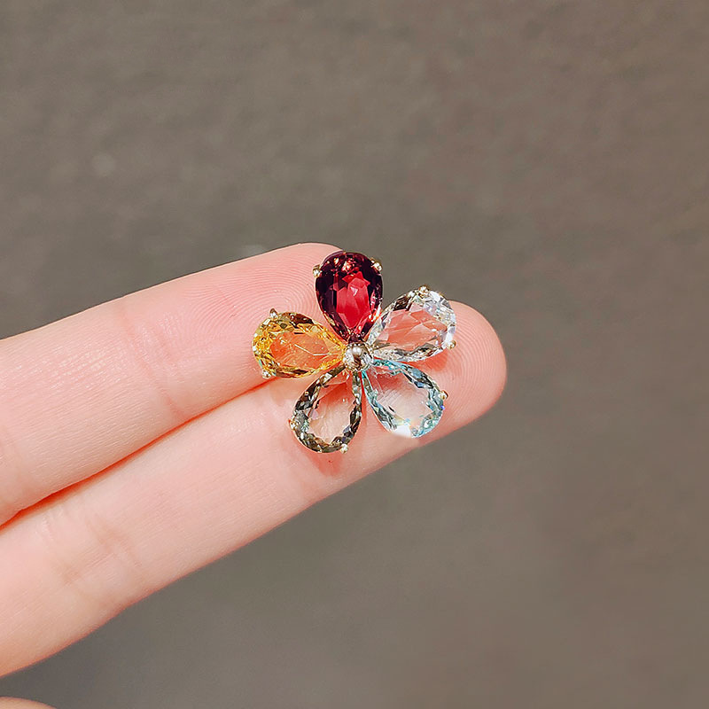 日系仿水晶花朵胸针潮