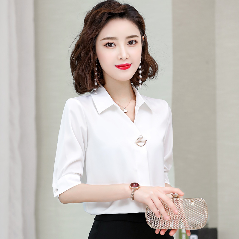 Real shot short sleeve solid shirt casual lapel