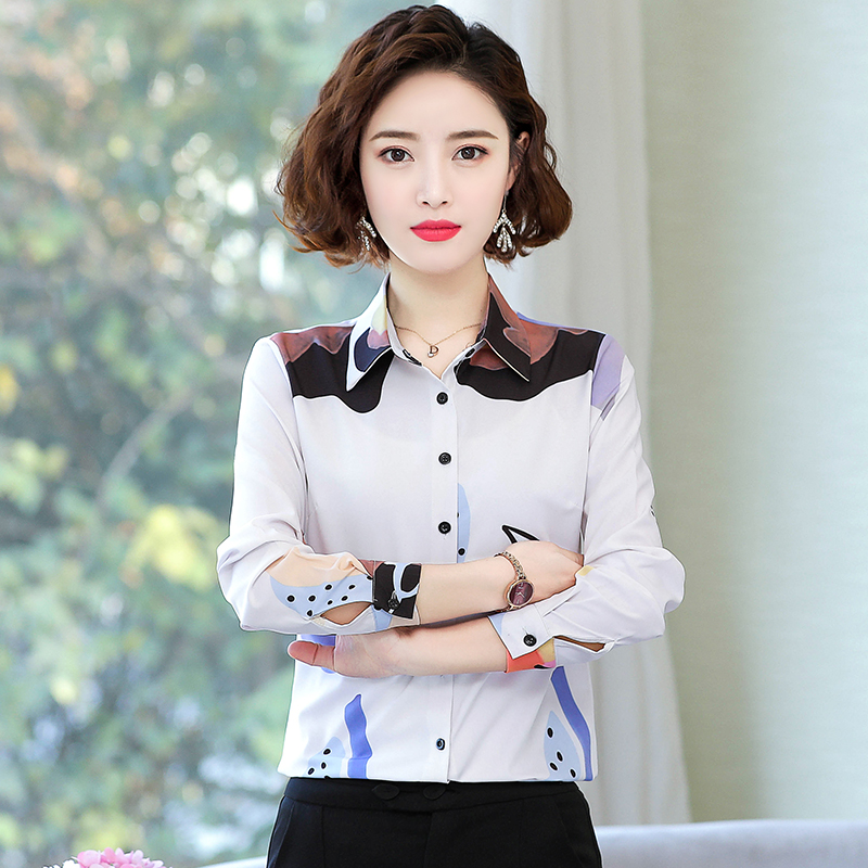 Real shot new three dimensional printing Chiffon professional long sleeve shirt