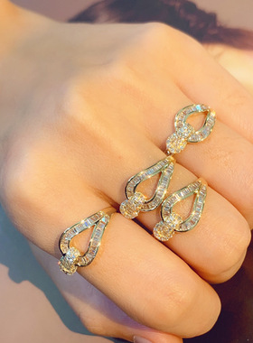 ins时尚潮流百搭马蹄扣钻石戒指