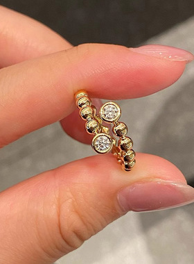 双生石泡泡钻戒中古轻奢镀18k