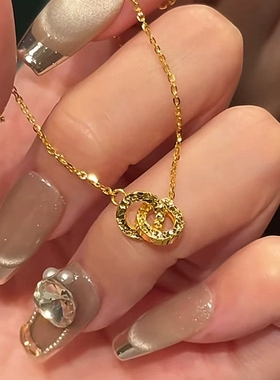 高级感碎冰冰环环相扣小巧项链