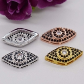 尖珠 两头尖 菱珠 项链 DIY首饰配件材料24K金微镶镶锆石手链