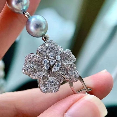 925镀银珍珠项链扣连接扣配件 单排手链扣子锁扣diy手工接头扣头