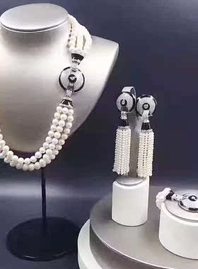 925镀银扣子配件搭扣 豪华锆石大扣子 多排黑白扣 手链扣 项链扣