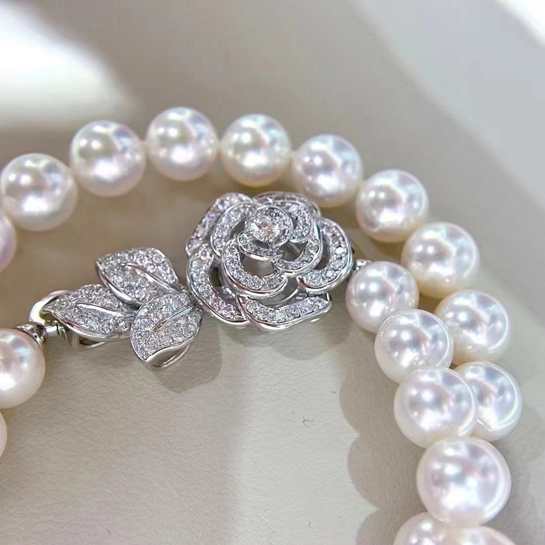 DIY珍珠配件新款设计山茶花满钻百搭项链手链连接扣子万能收尾扣