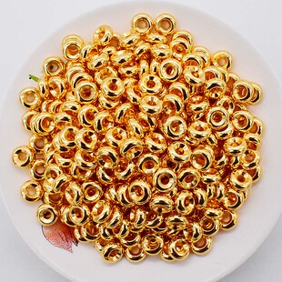 4-8mm纯铜真空镀24K金 算盘珠轮胎珠隔珠隔片散珠子饰品配件材料