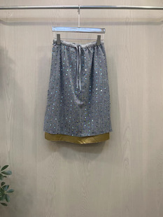 瑞瑞欧货2026春新款 百搭休闲显瘦抽绳松紧腰亮片半身裙3973 时尚