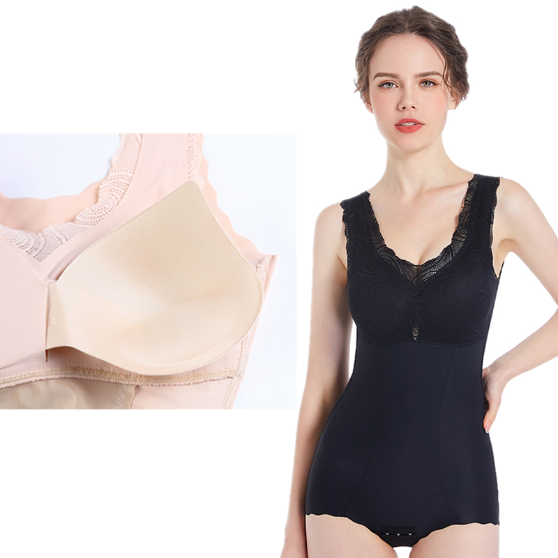 塑身衣带胸垫连体内衣收腹美体