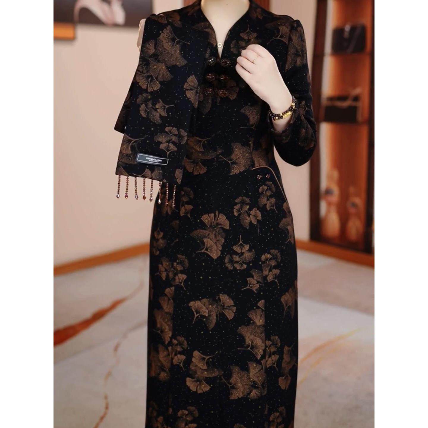 高级木兰棉加绒加厚礼服裙2025冬季新款气质大码改良旗袍连衣裙女,女装/女士精品,礼服/晚装,淘宝优惠券,粉丝福利购,淘宝优惠卷