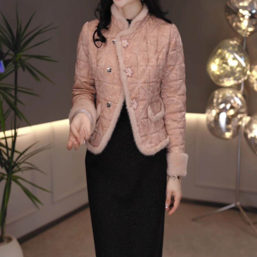 中式显白复古时尚套装女2025秋冬季新款气质百搭保暖连衣裙两件套