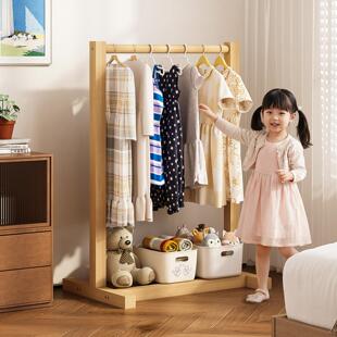 儿童衣帽架落地客厅置物架子2026新款卧室放置架实木家用收纳架子