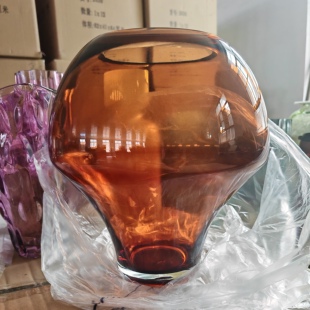 现代轻奢大口径玻璃花瓶透明水培插花鲜花创意客厅餐桌装饰品摆件