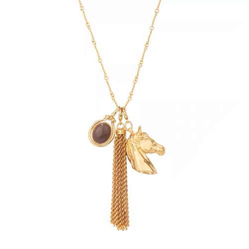 TENDER SOCIETY 护身符系列小马镶石流苏长项链