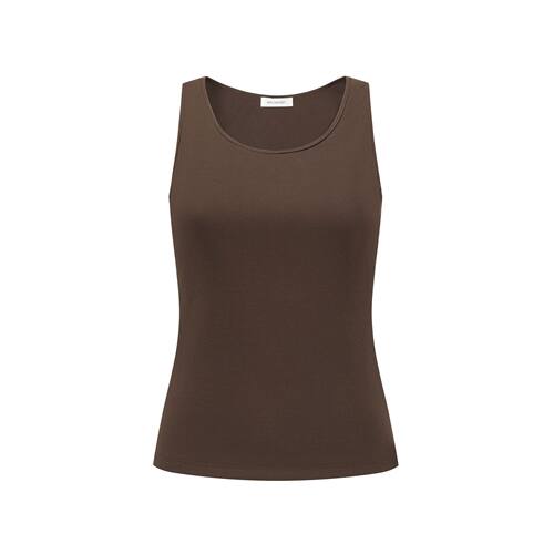 已印 深棕简约背心  E1JBSSKT22001BR