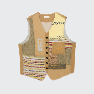 FAFAMOON 宽松复古针织拼接马甲 FFMMJ25D034