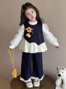 女童套装春秋款2026新款洋气儿童超好看三件套时髦小女孩春装衣服