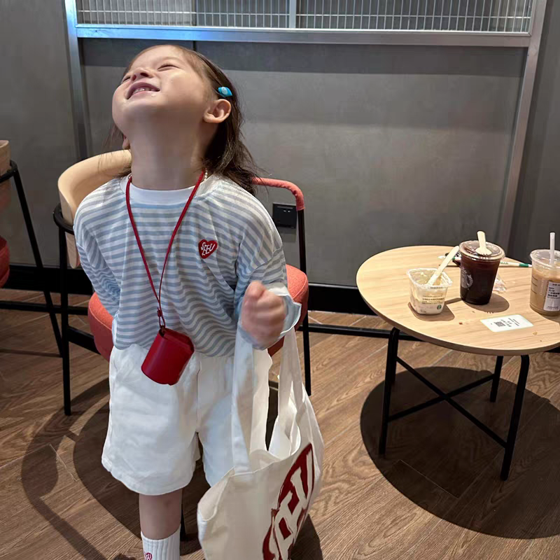 亲子装母女2025新款秋装男女童洋气时髦拼色条纹长袖T恤儿童上衣