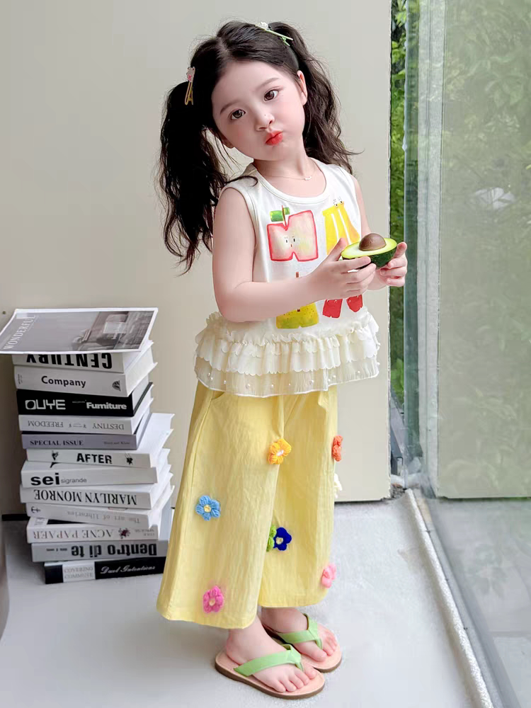 女童夏装背心套装2026新款儿童夏季洋气时髦宝宝夏款公主裙两件套