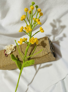 成品手工编织油菜花有财花仿真永生花单支装也可以做花束支持代发