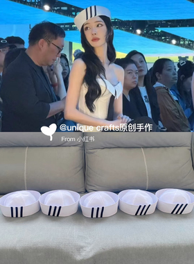 unique crafts原创易梦玲同款辣妹翻檐长条蝴蝶结海军水手帽
