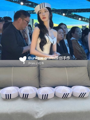 unique crafts原创易梦玲同款辣妹翻檐长条蝴蝶结海军水手帽