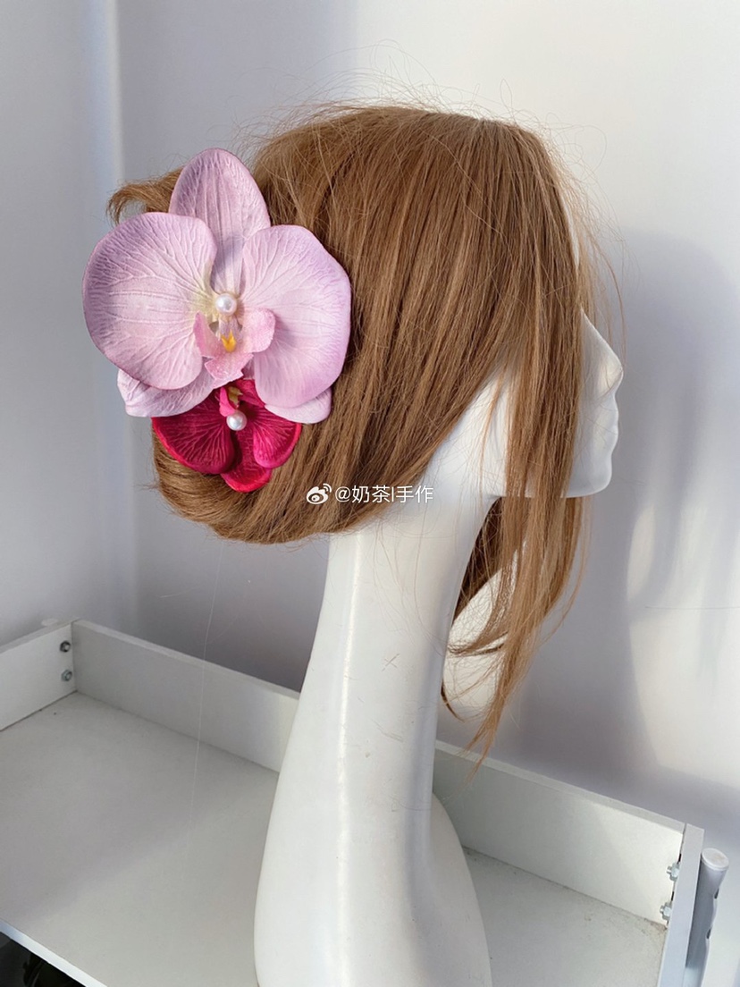 春节不打烊奶茶手作原创钟楚曦温婉魏凡舒同款百合蝴蝶兰抓夹