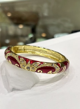 正品北京景泰蓝手镯宽面大圈女掐丝珐琅彩时尚复古宫廷风礼物闺蜜