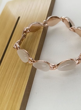 威妮华手链ins小众设计女学生玫瑰金猫眼石手环水滴时尚个性饰品