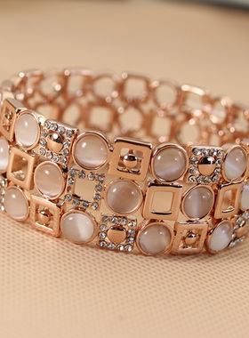 威妮华正品时尚镶钻女夸张猫眼石