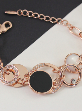 欧美风夸张黑白色贝壳猫眼石手环