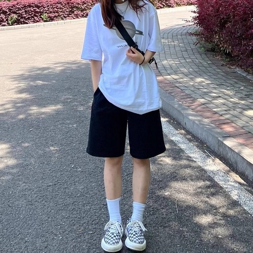 韩版美式高腰夏季运动短裤