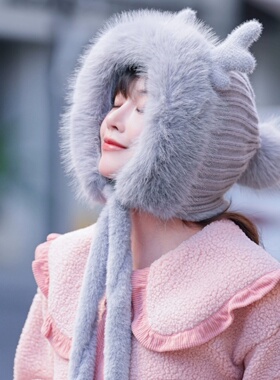 户外游玩甜美可爱女秋冬无檐保暖