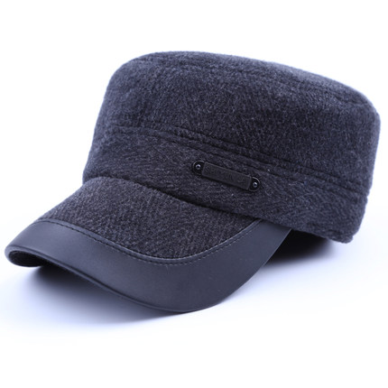 冬天中老年人护耳帽子男士秋冬季毛呢平顶棒球帽爸爸老头帽保暖帽