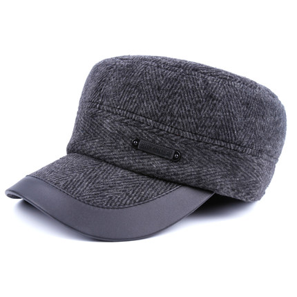冬天中老年人护耳帽子男士秋冬季毛呢平顶棒球帽爸爸老头帽保暖帽