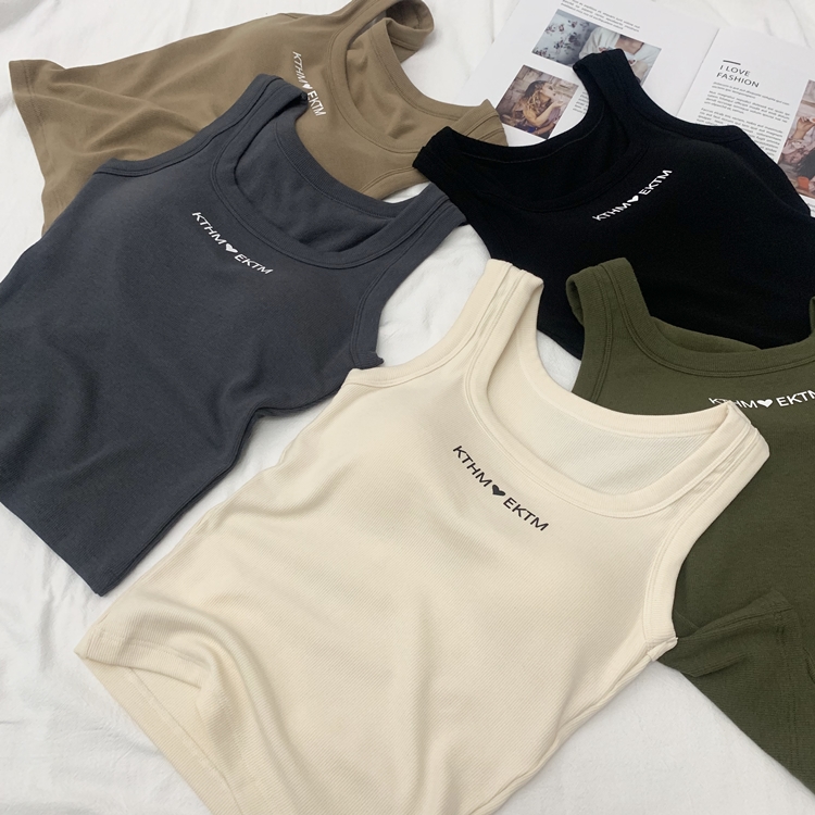 字母方领带胸垫羊绒发热背心